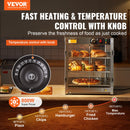VEVOR 3 līmeņu komerciālā pārtikas sildīšanas vitrīna, 800 W pārtikas vitrīnas sildītājs ar apgaismojumu ēdiena izcelšanai, temperatūras kontrole 30–85 °C, 90 l ietilpība hamburgeriem, picai, maizei un ceptai vistas gaļai - ZEMLETES.LV