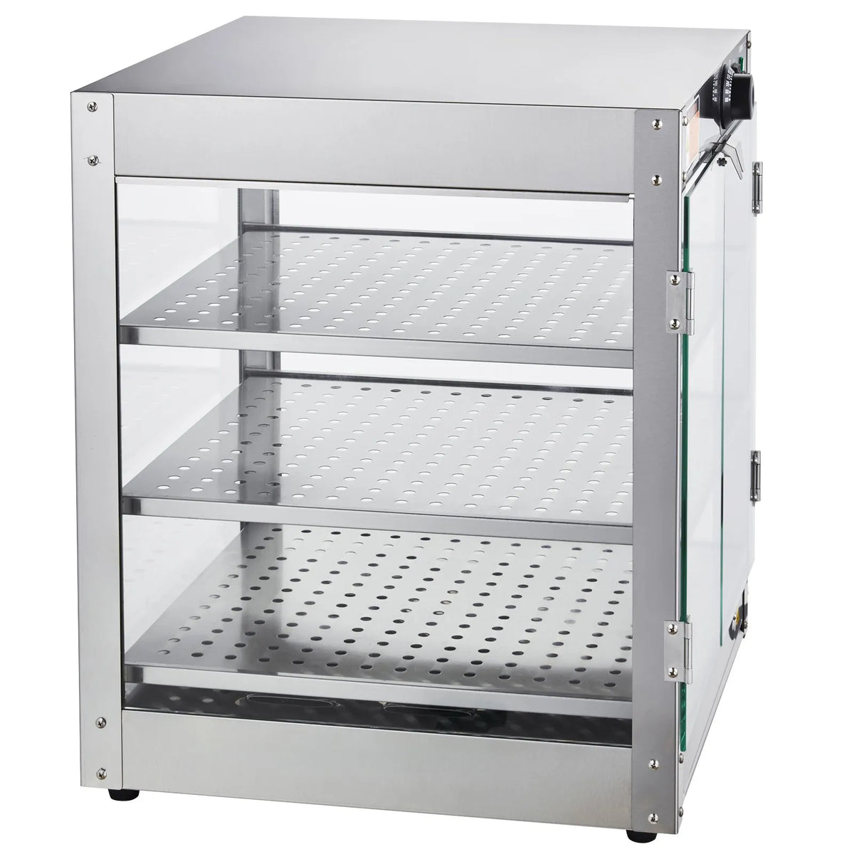 VEVOR 3 līmeņu komerciālā pārtikas sildīšanas vitrīna, 800 W pārtikas vitrīnas sildītājs ar apgaismojumu ēdiena izcelšanai, temperatūras kontrole 30–85 °C, 90 l ietilpība hamburgeriem, picai, maizei un ceptai vistas gaļai - ZEMLETES.LV