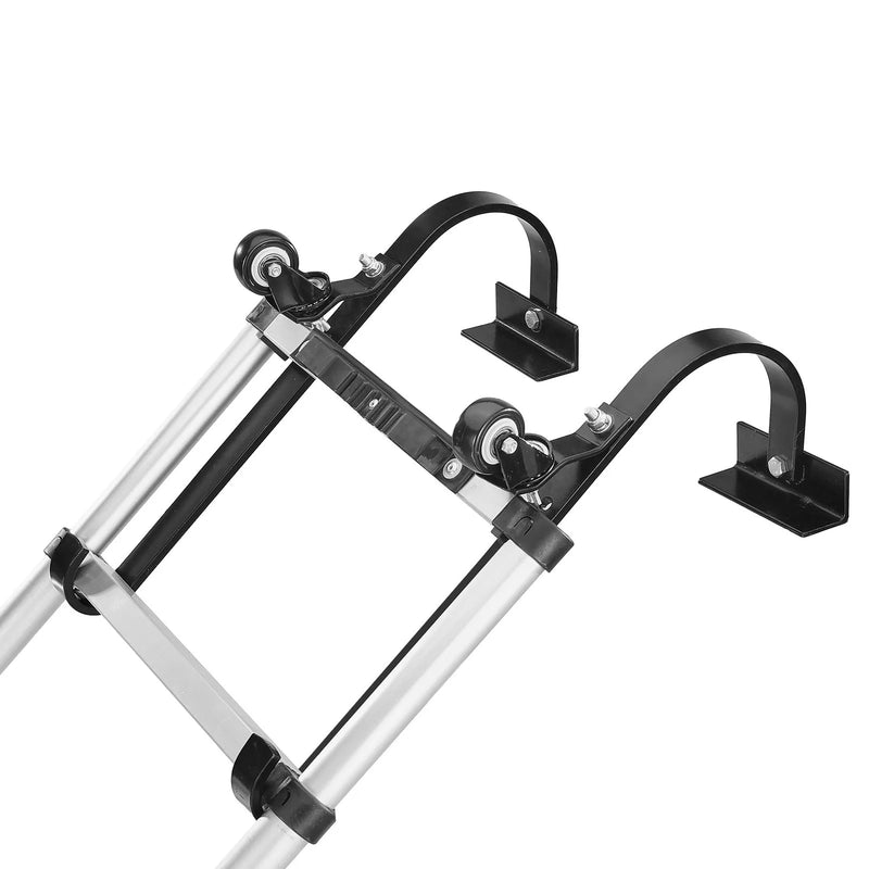 VEVOR kāpņu jumta āķi 2 gab. ar fiksētu riteni un grozāmu stieni, izturīgs tērauda stabilizators ar jumta kores balstu, celtspēja 272 kg, drošai piekļuvei stāviem jumtiem - ZEMLETES.LV