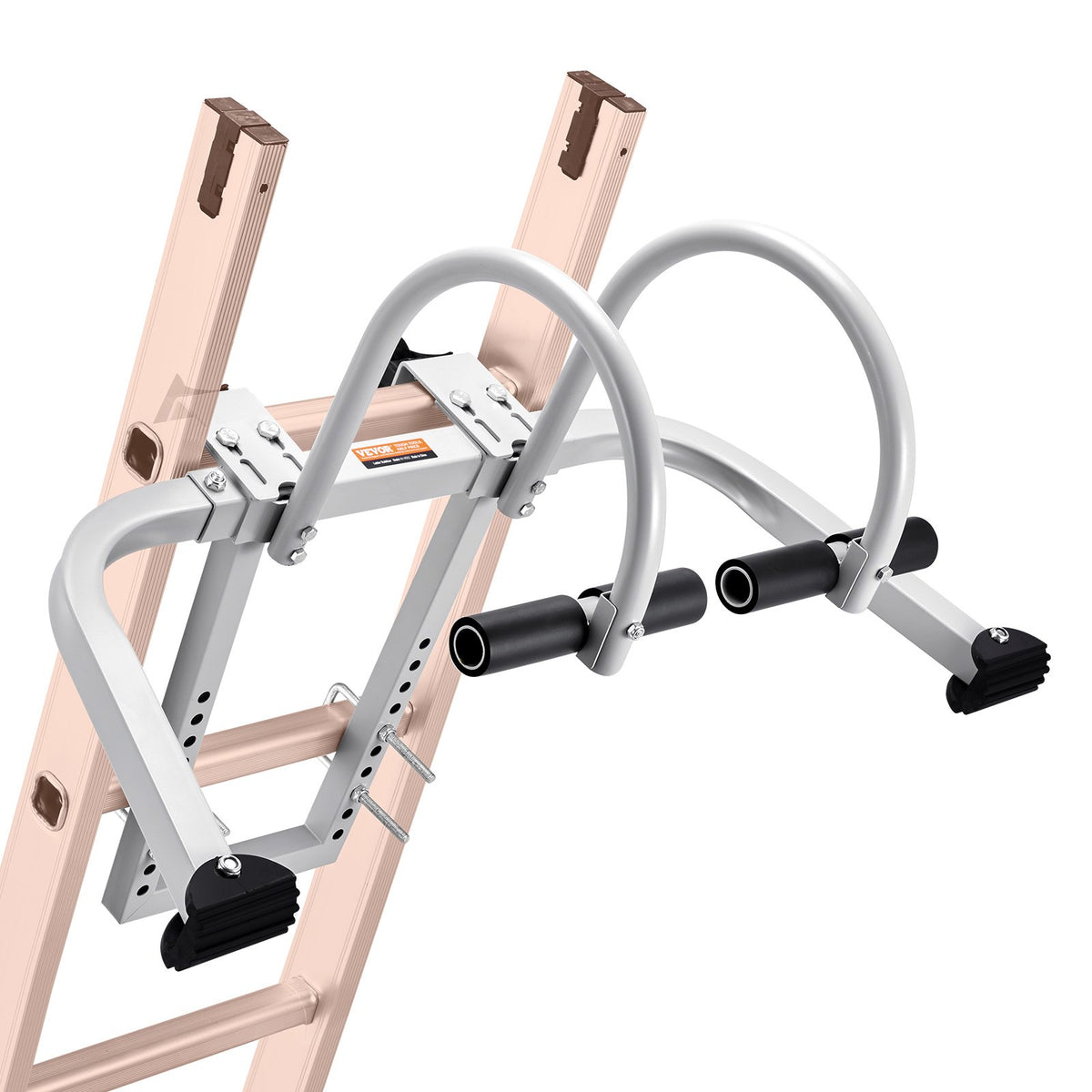 VEVOR kāpņu stabilizators 2 vienā ar sienas distanceri un jumta āķi, tērauda konstrukcija ar gumijas pārklājumu, piemērots horizontālai un vertikālai lietošanai, drošai piekļuvei stāviem jumtiem - ZEMLETES.LV
