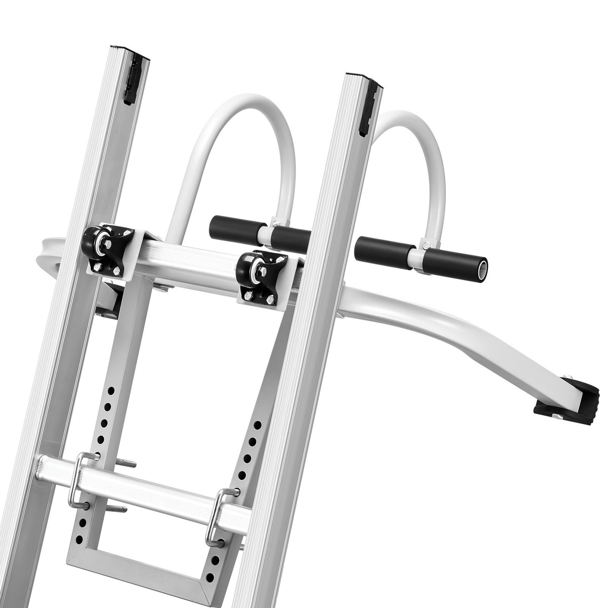 VEVOR kāpņu stabilizators 2 vienā ar sienas distanceri un jumta āķi, tērauda konstrukcija ar gumijas pārklājumu, piemērots horizontālai un vertikālai lietošanai, drošai piekļuvei stāviem jumtiem - ZEMLETES.LV