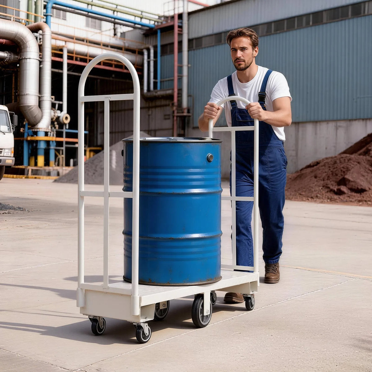 VEVOR U - veida platformas ratiņi, kravnesība 907,18 kg, smagās slodzes tērauda ratiņi ar sešiem riteņiem un diviem noņemamiem rokturiem, 1525 × 410 × 1510 mm - ZEMLETES.LV