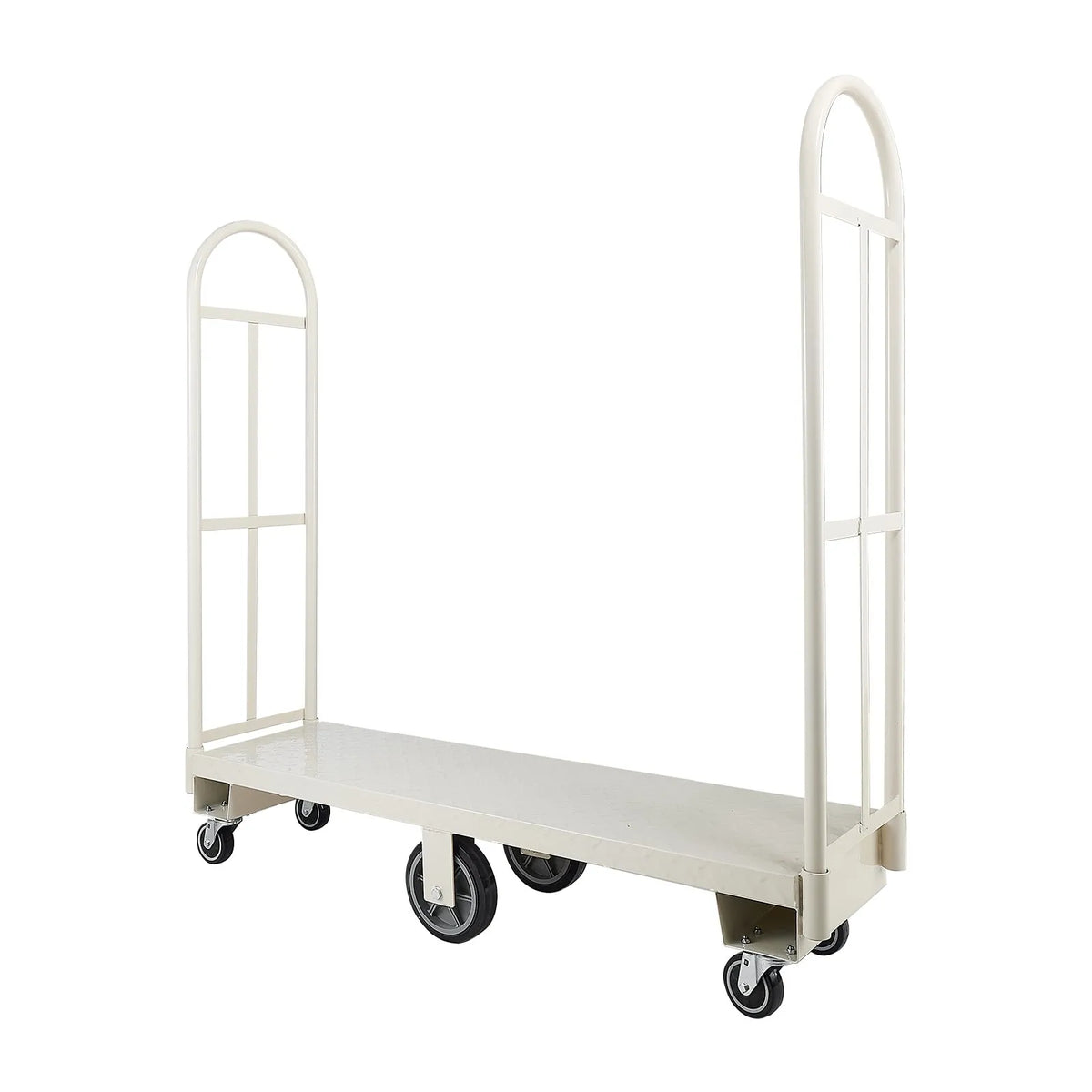VEVOR U - veida platformas ratiņi, kravnesība 907,18 kg, smagās slodzes tērauda ratiņi ar sešiem riteņiem un diviem noņemamiem rokturiem, 1525 × 410 × 1510 mm - ZEMLETES.LV