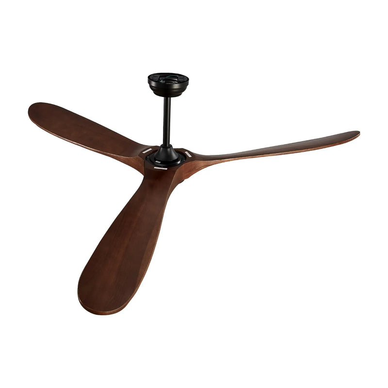 VEVOR Griestu ventilators bez apgaismojuma 183 cm, 3 koka lāpstiņas, 6 ātrumi, tālvadības pults, reversais DC motors, zems profils, iekštelpām un ārtelpām, riekstkoka tonī - ZEMLETES.LV