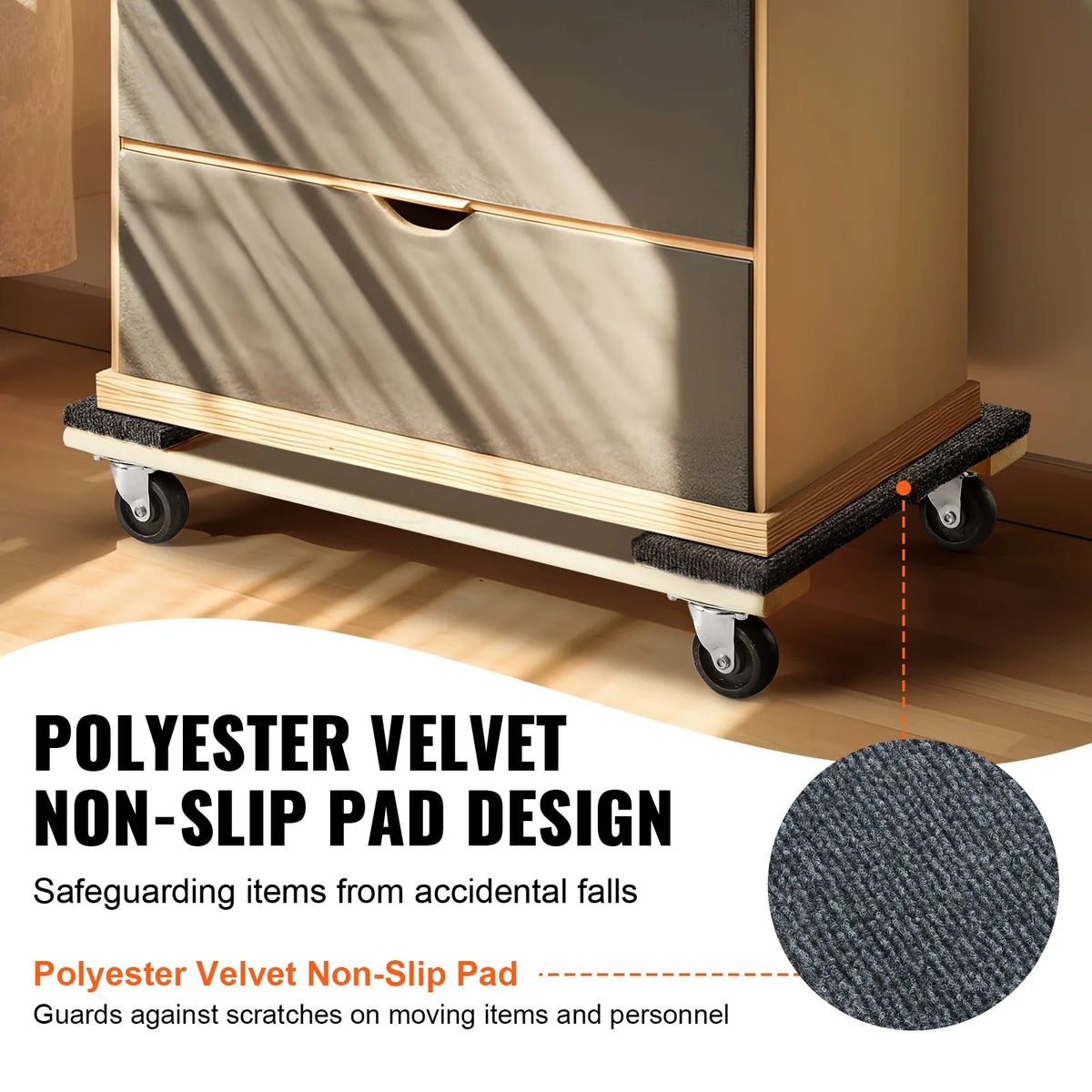 VEVOR mēbeļu pārvietošanas platforma līdz 454 kg, 457 x 762 mm ar 4 PP grozāmiem riteņiem, koka konstrukcija smagu mēbeļu pārvietošanai - ZEMLETES.LV