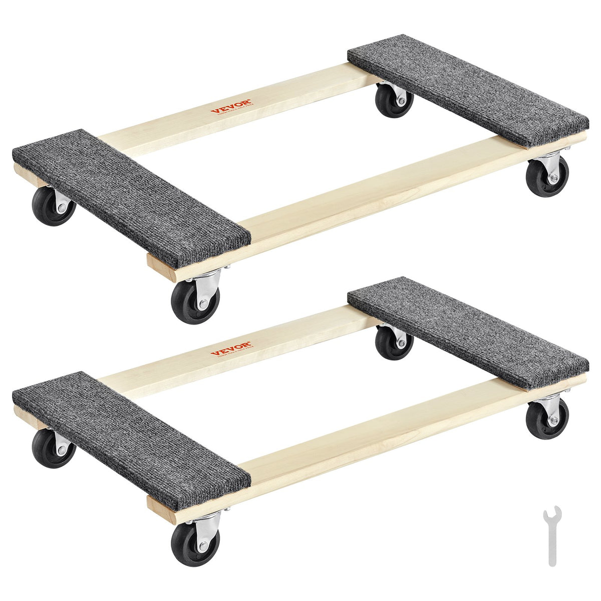 VEVOR mēbeļu pārvietošanas platformu komplekts 2 gab., 454 kg katrai, 457 x 762 mm ar 8 PP grozāmiem riteņiem, koka konstrukcija smagu mēbeļu pārvietošanai - ZEMLETES.LV
