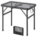 VEVOR saliekamais grila un kempinga galds, 60 × 40 cm, līdz 41 kg, regulējams augstums, alumīnija konstrukcija, metāla sieta virsma, melns
