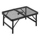 VEVOR saliekamais grila un kempinga galds, 60 × 40 cm, līdz 41 kg, regulējams augstums, alumīnija konstrukcija, metāla sieta virsma, melns