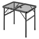 VEVOR saliekamais grila un kempinga galds, 60 × 40 cm, līdz 41 kg, regulējams augstums, alumīnija konstrukcija, metāla sieta virsma, melns