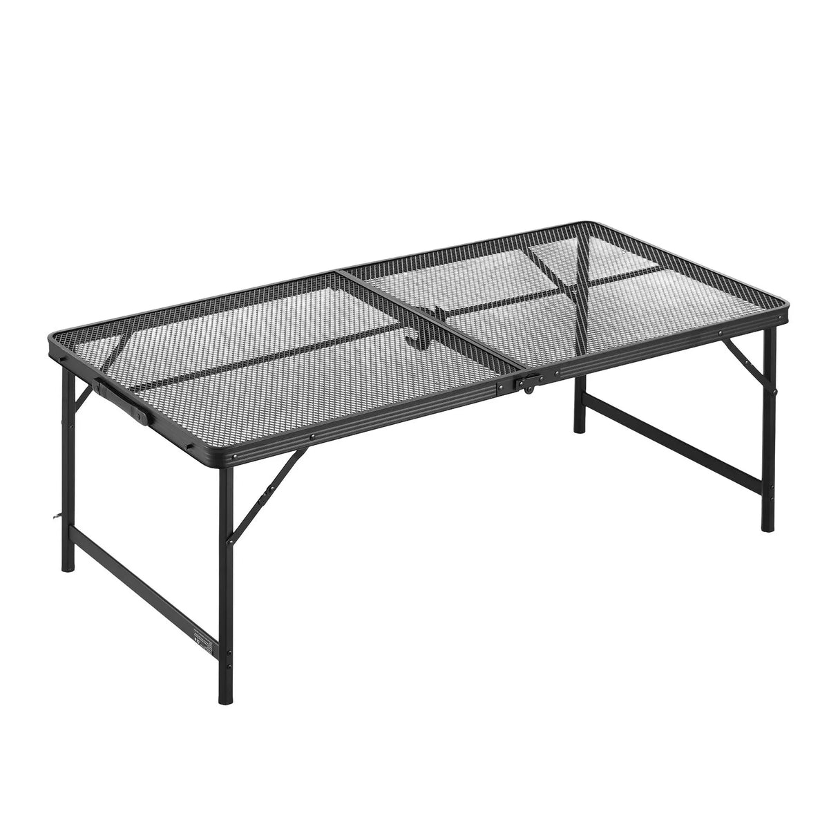 VEVOR saliekams grila un kempinga galds, 120 × 60 cm, kravnesība 55 kg, regulējams augstums, metāla sieta virsma, sānu kabata un pārnēsāšanas rokturis