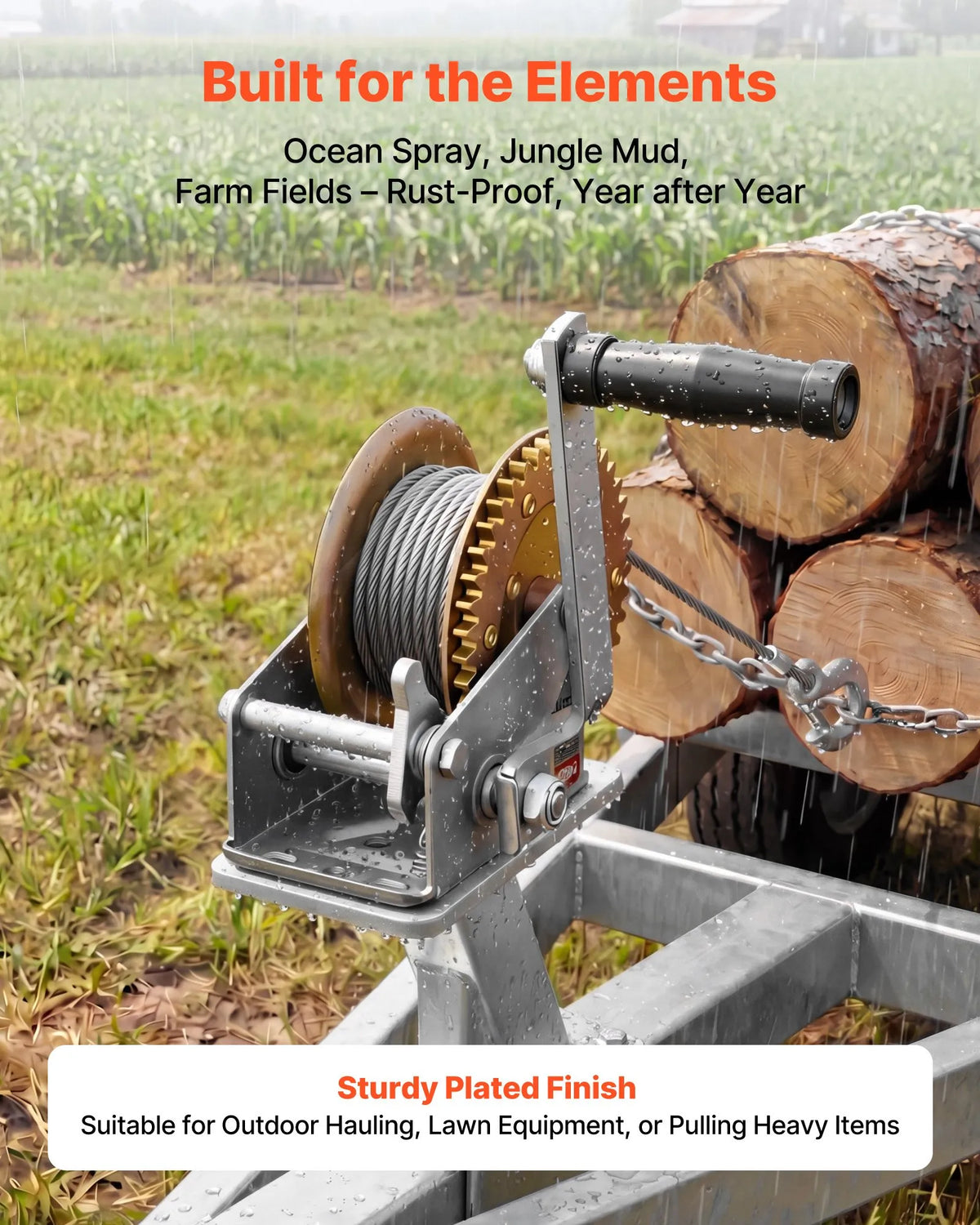 VEVOR Boat Winch, 726 kg Hand Winch, Heavy-Duty Manual Winch with Dual-Direction Ratchet Mechanism, 4:1 Gear Ratio, Non-Slip Handle, Suitable for Boat Trailers and ATV Towing