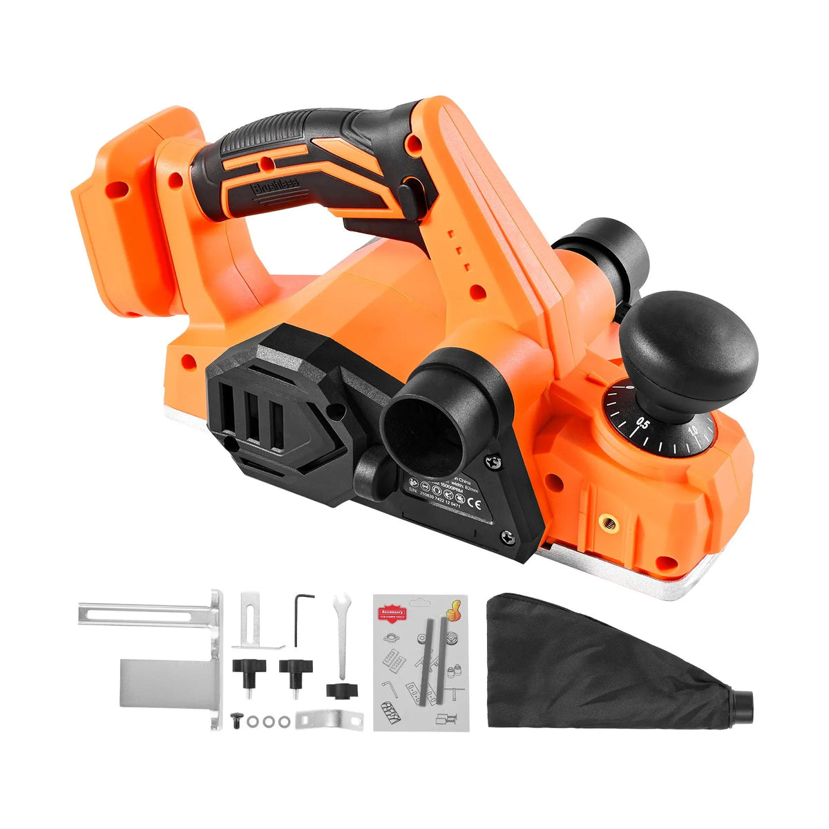 VEVOR Cordless Hand Planer 82 mm, Brushless Motor, 15,000 RPM, VEVOR 18 V System (Without Battery and Charger)