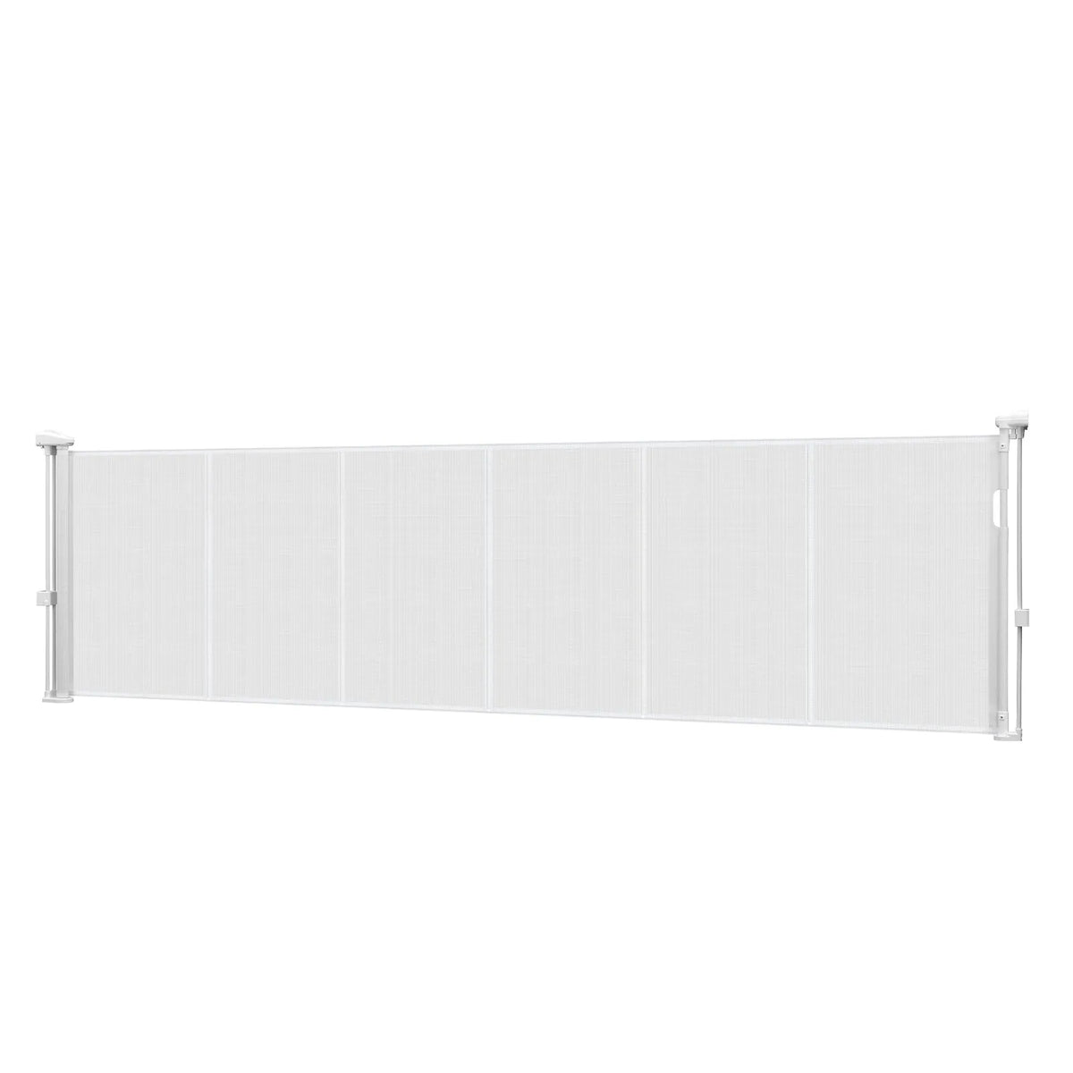 VEVOR izvelkami bērnu drošības vārti, augstums 870 mm, platums līdz 2800 mm, sieta materiāls, piemēroti kāpnēm, durvju ailēm, gaiteņiem un rotaļu zonām, viegla uzstādīšana, balti - ZEMLETES.LV