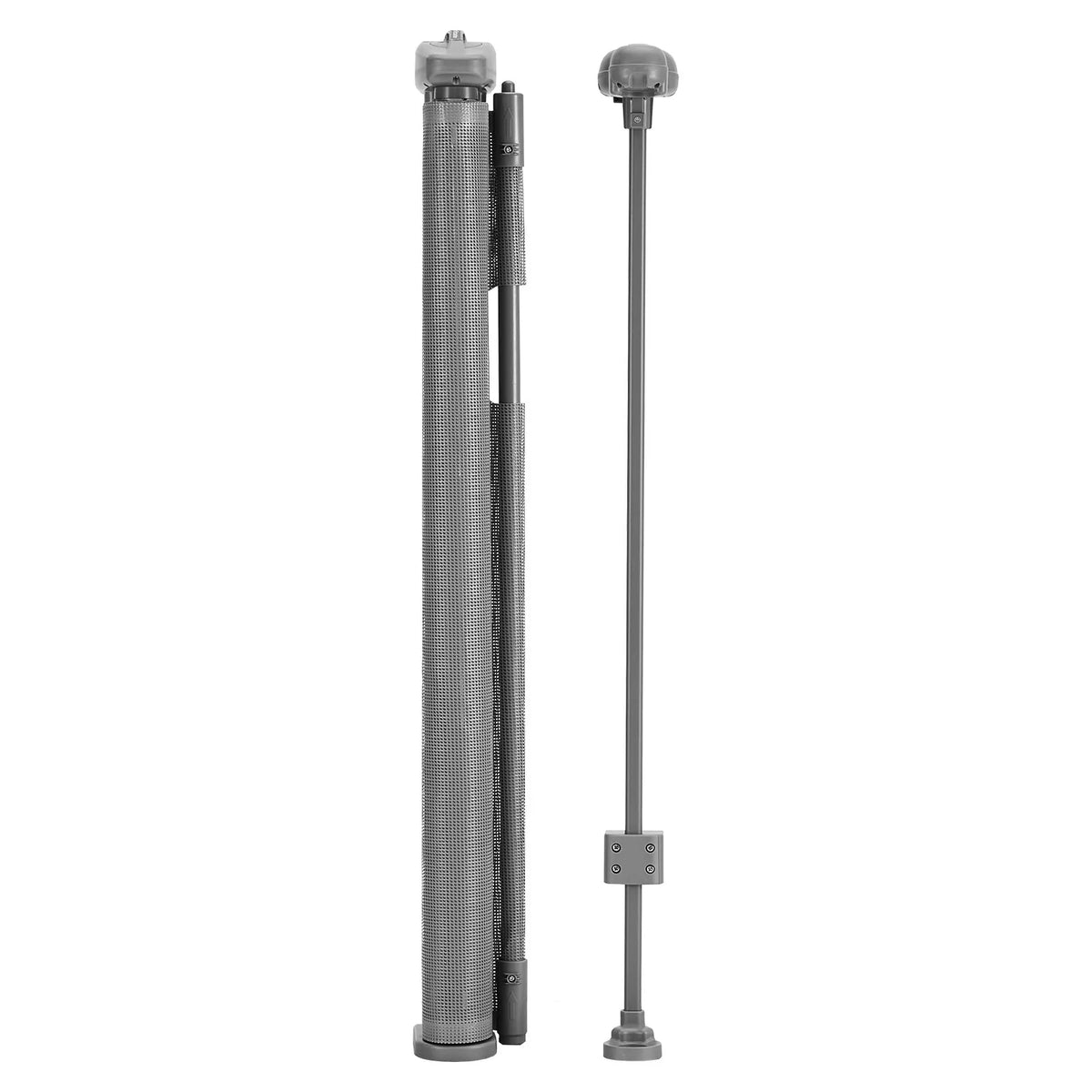 VEVOR izvelkami bērnu drošības vārti, augstums 870 mm, platums līdz 2800 mm, sieta materiāls, piemēroti kāpnēm, durvju ailēm, gaiteņiem un rotaļu zonām, viegla uzstādīšana, pelēki - ZEMLETES.LV