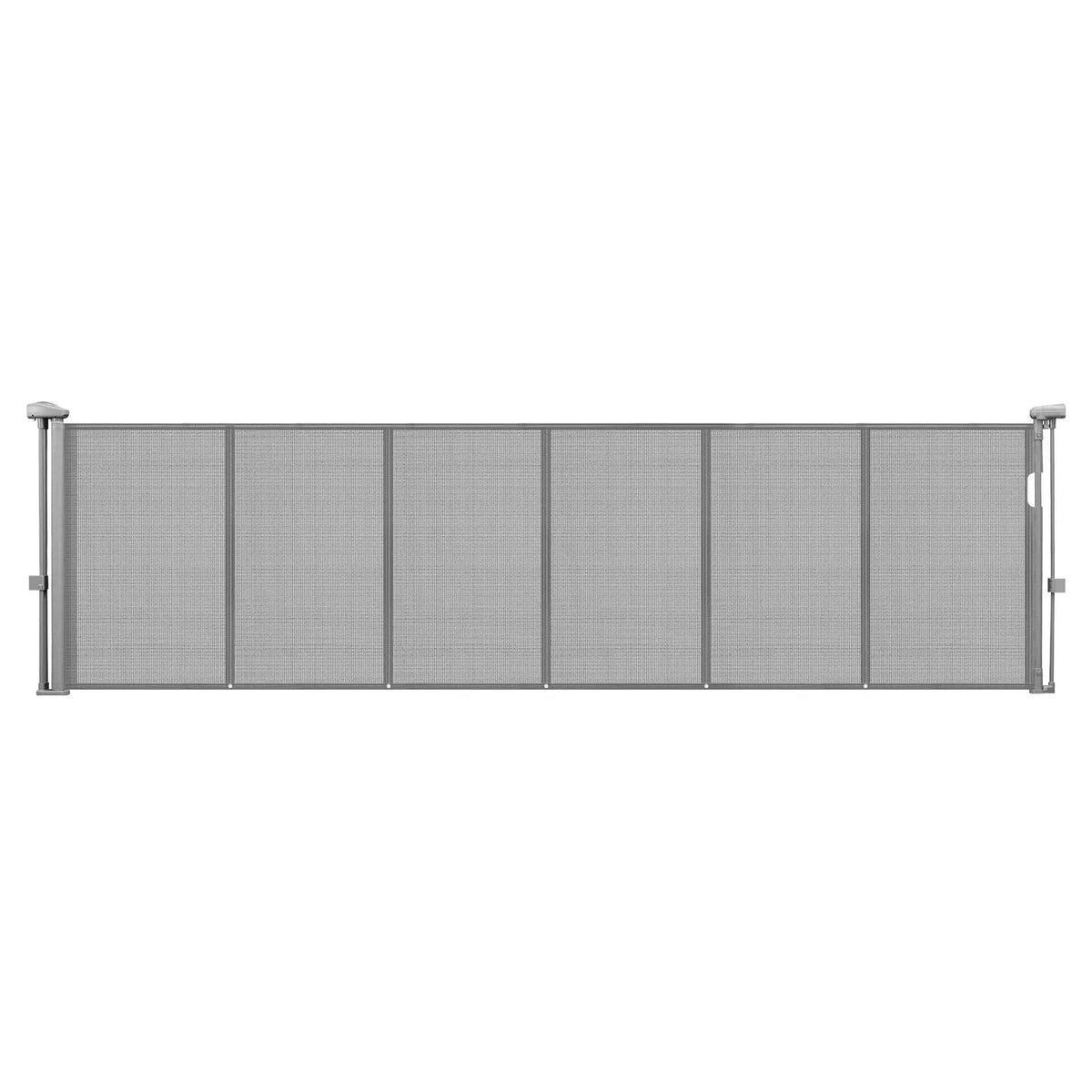 VEVOR izvelkami bērnu drošības vārti, augstums 870 mm, platums līdz 2800 mm, sieta materiāls, piemēroti kāpnēm, durvju ailēm, gaiteņiem un rotaļu zonām, viegla uzstādīšana, pelēki - ZEMLETES.LV