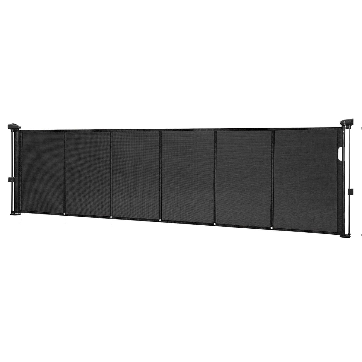 VEVOR izvelkami bērnu drošības vārti, augstums 870 mm, platums līdz 2800 mm, sieta materiāls, piemēroti kāpnēm, durvju ailēm, gaiteņiem un rotaļu zonām, viegla uzstādīšana, melni - ZEMLETES.LV