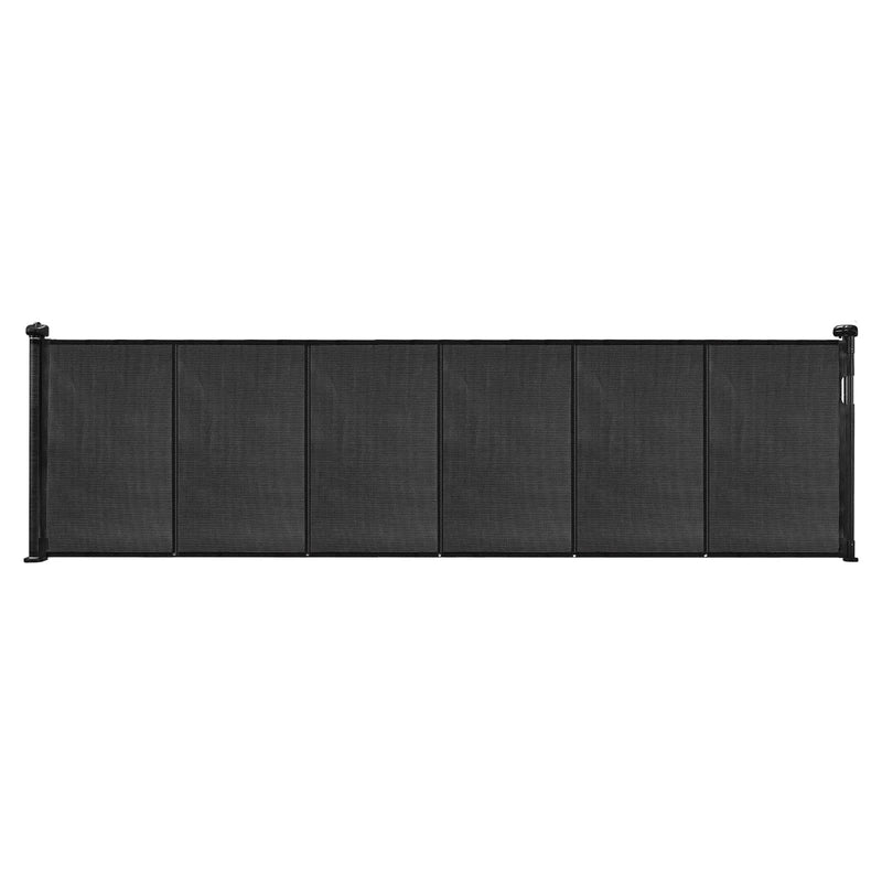 VEVOR izvelkami bērnu drošības vārti, augstums 870 mm, platums līdz 2800 mm, sieta materiāls, piemēroti kāpnēm, durvju ailēm, gaiteņiem un rotaļu zonām, viegla uzstādīšana, melni - ZEMLETES.LV