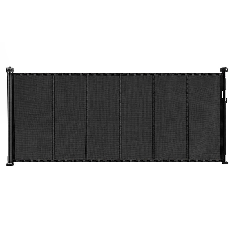 VEVOR izvelkami bērnu drošības vārti, augstums 870 mm, platums līdz 1800 mm, sieta materiāls, piemēroti kāpnēm, durvju ailēm, gaiteņiem un rotaļu zonām, viegla uzstādīšana, melni - ZEMLETES.LV