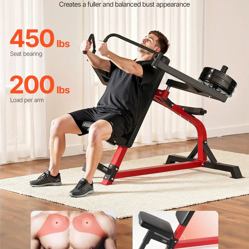 VEVOR slīpais krūšu fly un aizmugurējo deltveida muskuļu trenažieris, regulējams krūšu treniņu sols, 204 kg nestspēja, augšējās ķermeņa daļas spēka treniņiem, mājas sporta zālei - ZEMLETES.LV