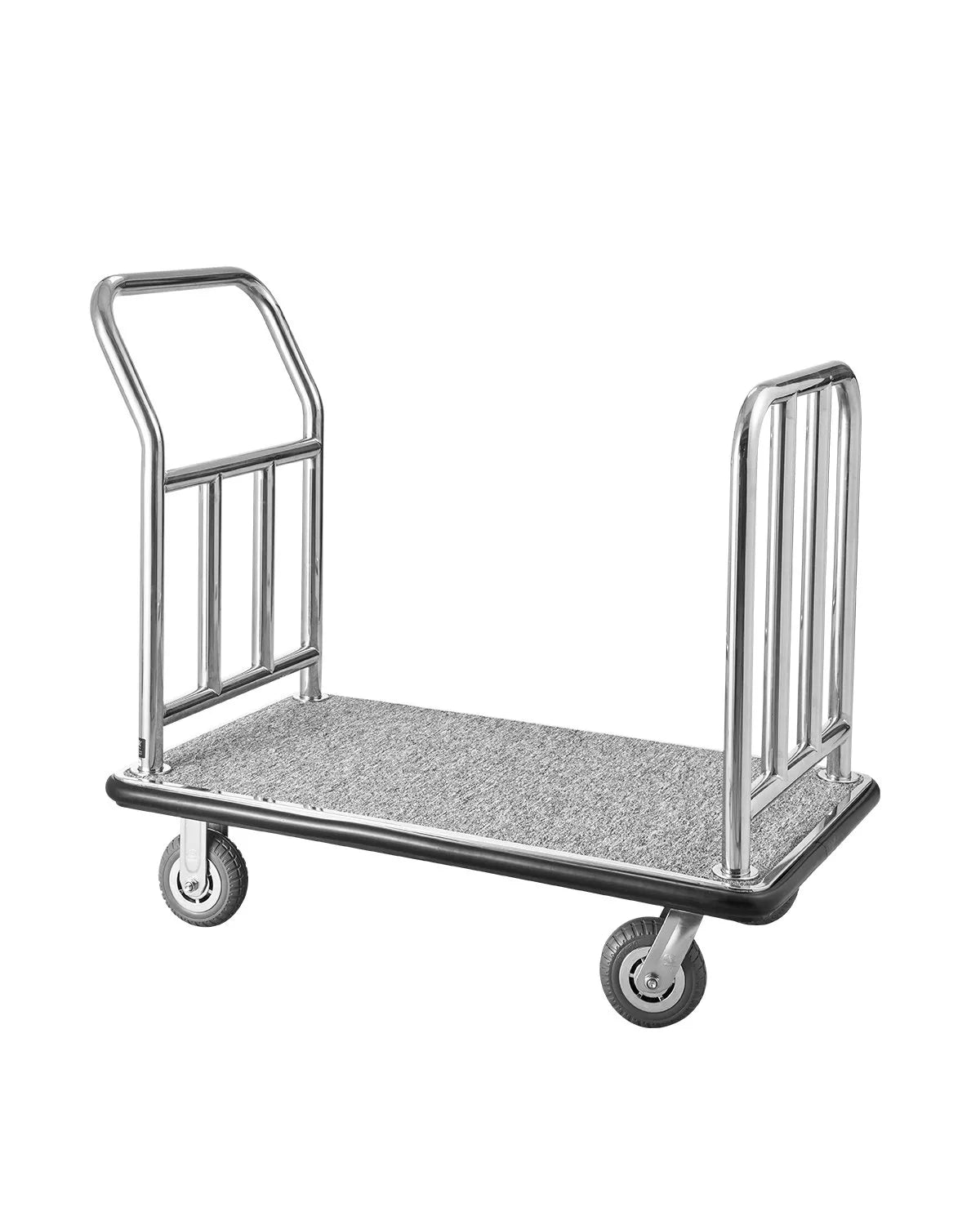 VEVOR viesnīcu bagāžas ratiņi, kravnesība 340 kg, platformas ratiņi ar noņemamu priekšējo rāmi, ar pelēku paklāja platformu un 152 mm gumijas riteņiem, piemēroti viesnīcām, apartamentiem un kūrortiem - ZEMLETES.LV