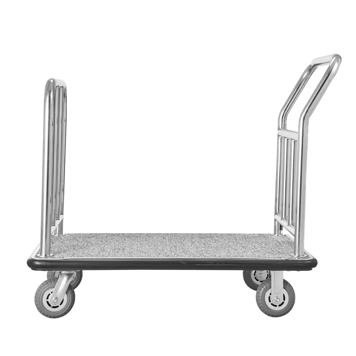 VEVOR viesnīcu bagāžas ratiņi, kravnesība 340 kg, platformas ratiņi ar noņemamu priekšējo rāmi, ar pelēku paklāja platformu un 152 mm gumijas riteņiem, piemēroti viesnīcām, apartamentiem un kūrortiem - ZEMLETES.LV