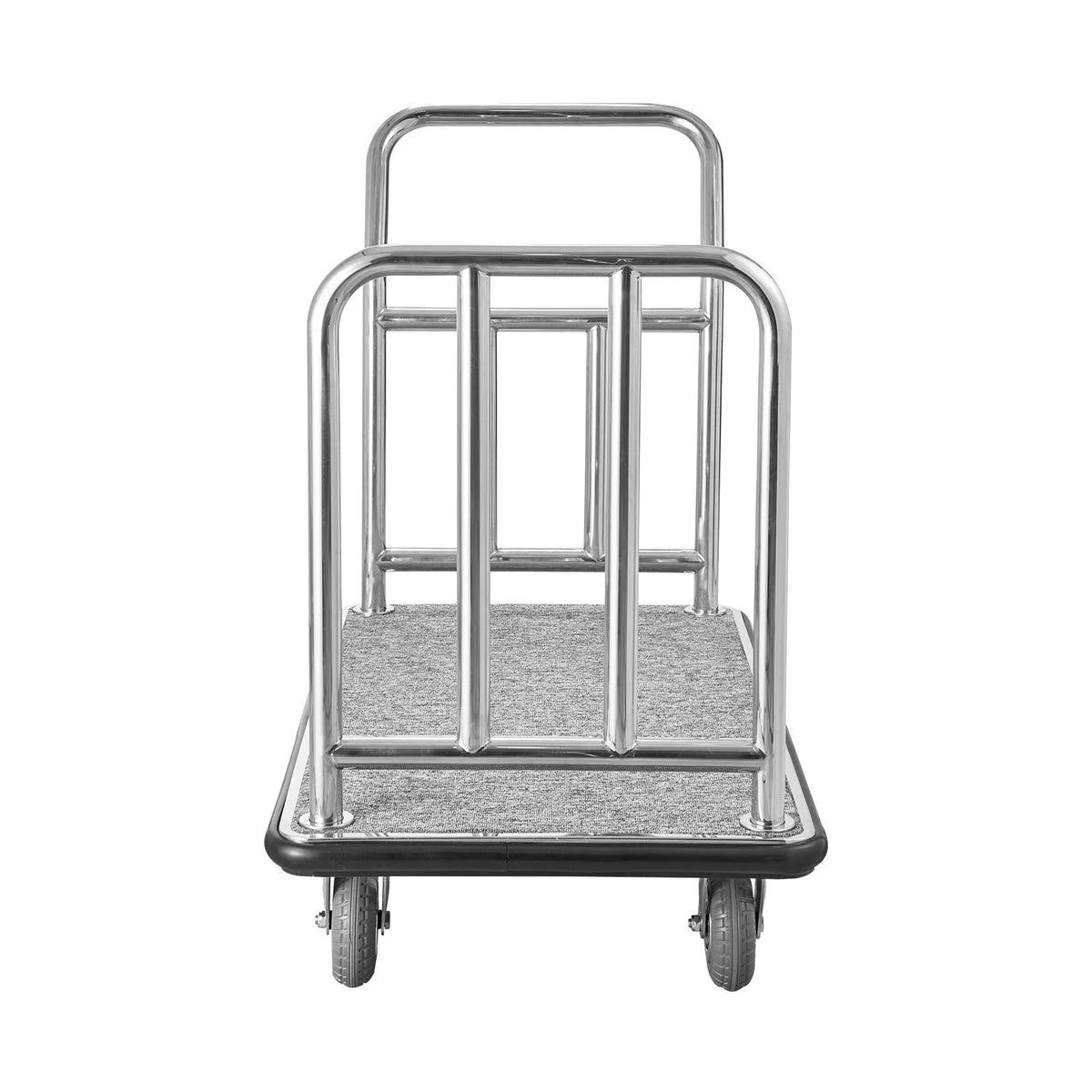 VEVOR viesnīcu bagāžas ratiņi, kravnesība 340 kg, platformas ratiņi ar noņemamu priekšējo rāmi, ar pelēku paklāja platformu un 152 mm gumijas riteņiem, piemēroti viesnīcām, apartamentiem un kūrortiem - ZEMLETES.LV