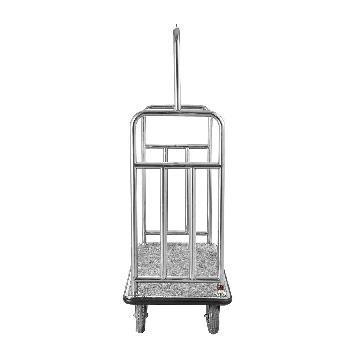 VEVOR viesnīcu bagāžas ratiņi, kravnesība 544 kg, nerūsējošā tērauda apdare, ratiņi ar pelēku paklāja platformu un 203 mm gumijas riteņiem, sudraba krāsā, piemēroti viesnīcām, apartamentiem un kūrortiem - ZEMLETES.LV