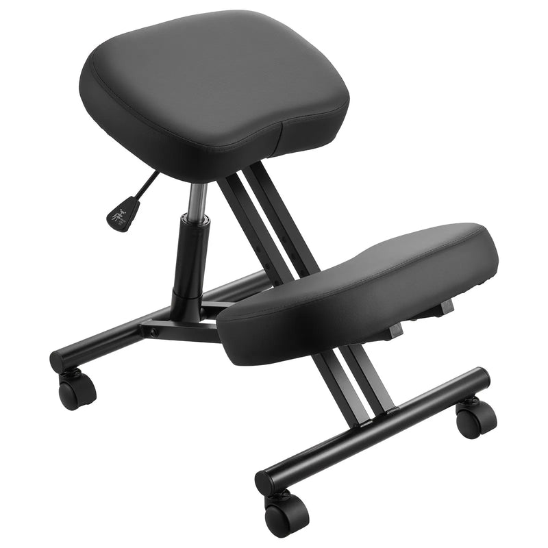 VEVOR ergonomiskais ceļgalu krēsls ar riteņiem, X formas mobilais stājas korekcijas krēsls ar regulējamu augstumu un bieziem putu polsteriem, dabiskai kakla un muguras slodzes mazināšanai, mājām, birojam un meditācijai, melns
