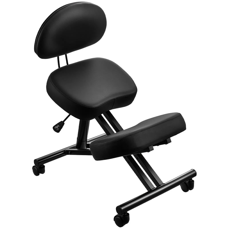 VEVOR ergonomiskais ceļgalu krēsls ar atzveltni un riteņiem, X formas mobilais stājas korekcijas krēsls ar regulējamu augstumu un bieziem putu polsteriem, kakla un muguras slodzes mazināšanai, mājām, birojam un meditācijai, melns