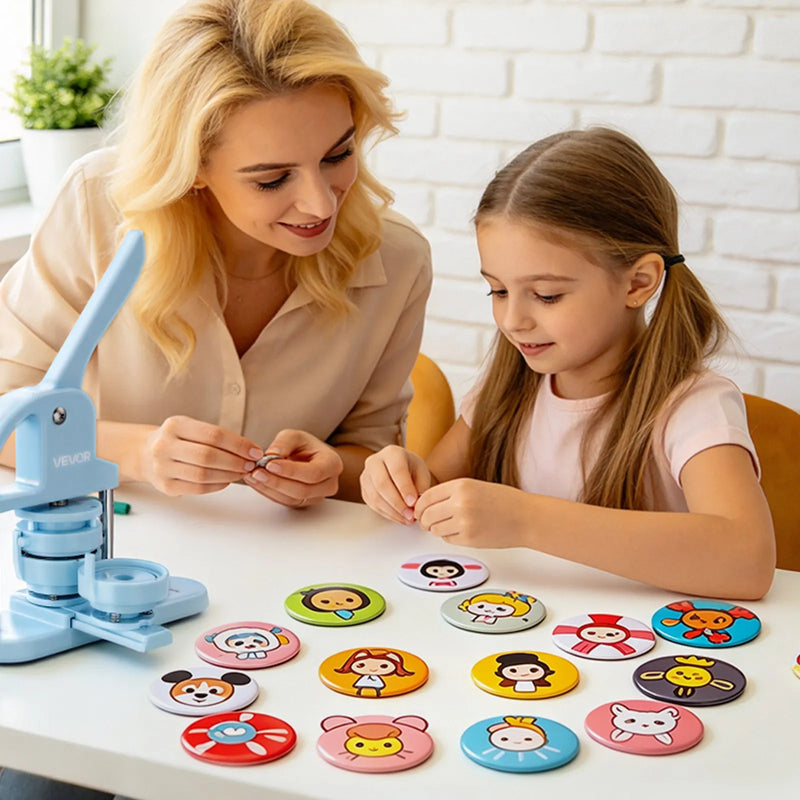 VEVOR pogu izgatavošanas piederumi, 100 komplekti, 75 mm apaļo piespraužu detaļas, metāla aizmugures, metāla korpusi, caurspīdīgas Mylar plēves un tukši papīra diski DIY projektiem, skolas pasākumiem un personalizētām pogām