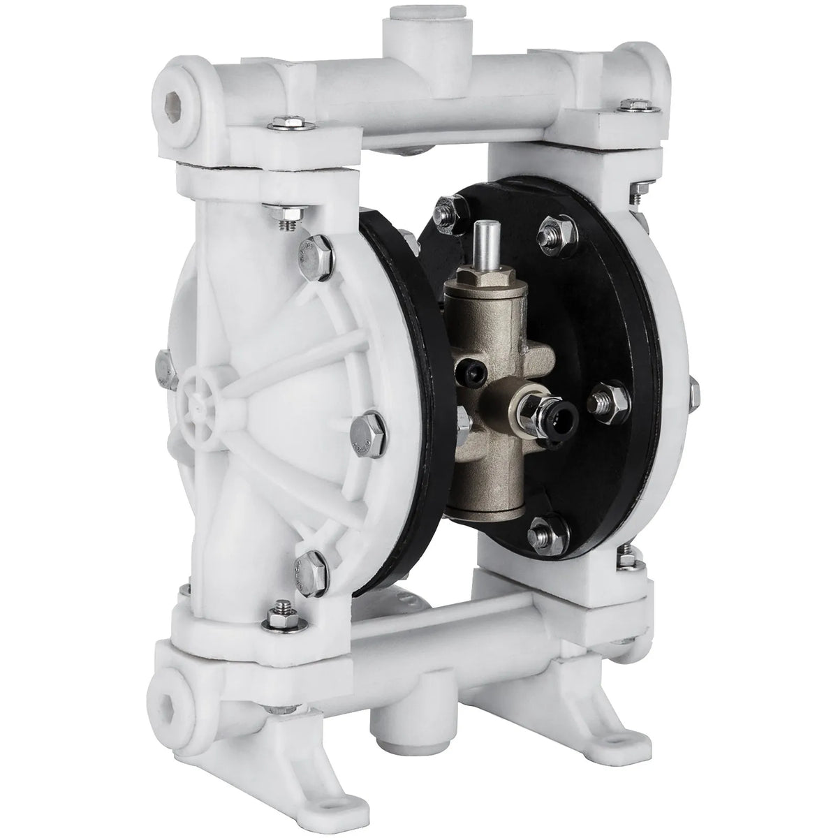 VEVOR pneimatiskais dubultās membrānas sūknis, polipropilēna korpuss, PTFE membrānas, 25,4 mm ieplūde/izplūde, 9,46 L/min, paredzēts naftas produktiem, dīzeļdegvielai, eļļām un zemas viskozitātes šķidrumiem - ZEMLETES.LV