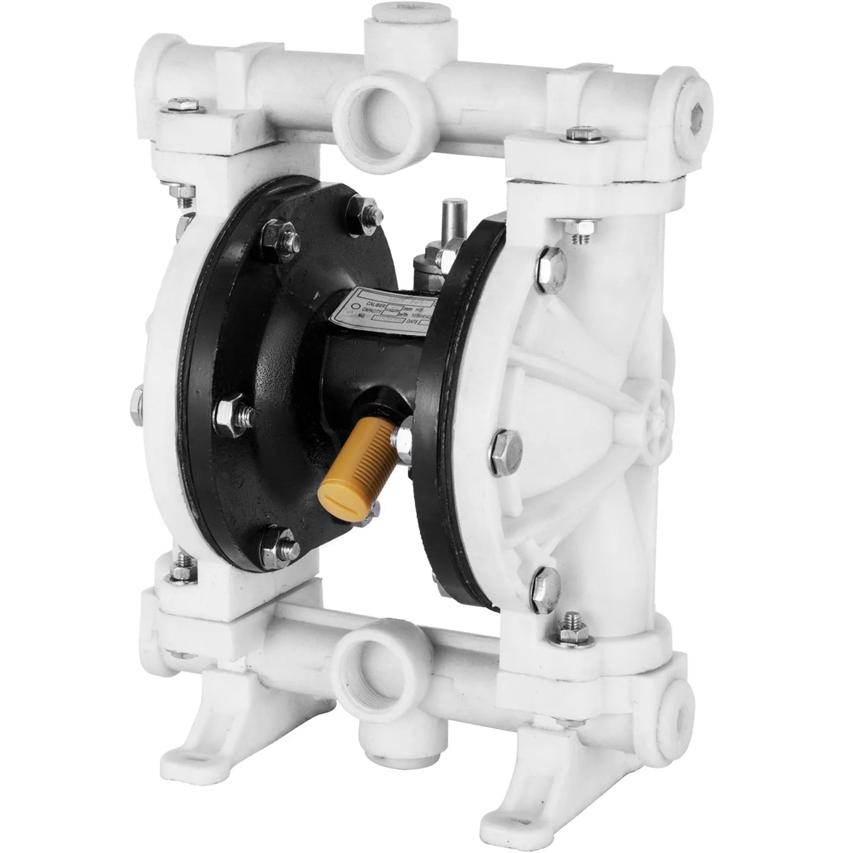 VEVOR pneimatiskais dubultās membrānas sūknis, polipropilēna korpuss, PTFE membrānas, 25,4 mm ieplūde/izplūde, 9,46 L/min, paredzēts naftas produktiem, dīzeļdegvielai, eļļām un zemas viskozitātes šķidrumiem - ZEMLETES.LV
