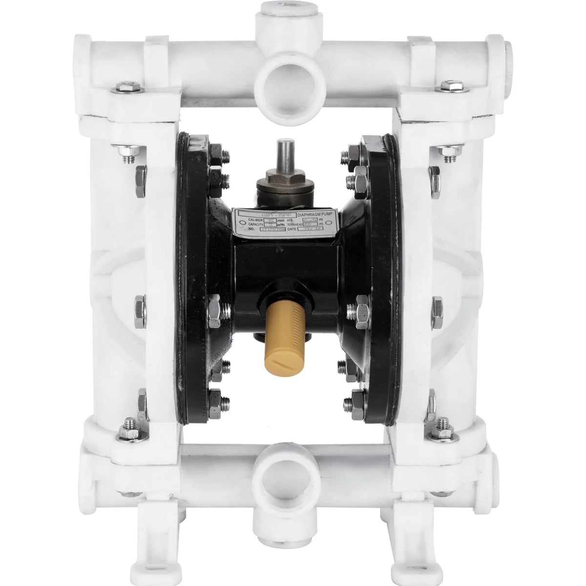 VEVOR pneimatiskais dubultās membrānas sūknis, polipropilēna korpuss, PTFE membrānas, 25,4 mm ieplūde/izplūde, 9,46 L/min, paredzēts naftas produktiem, dīzeļdegvielai, eļļām un zemas viskozitātes šķidrumiem - ZEMLETES.LV