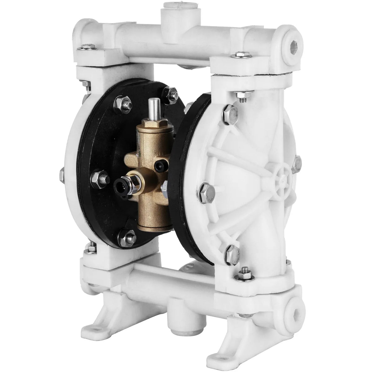 VEVOR pneimatiskais dubultās membrānas sūknis, polipropilēna korpuss, PTFE membrānas, 25,4 mm ieplūde/izplūde, 9,46 L/min, paredzēts naftas produktiem, dīzeļdegvielai, eļļām un zemas viskozitātes šķidrumiem - ZEMLETES.LV