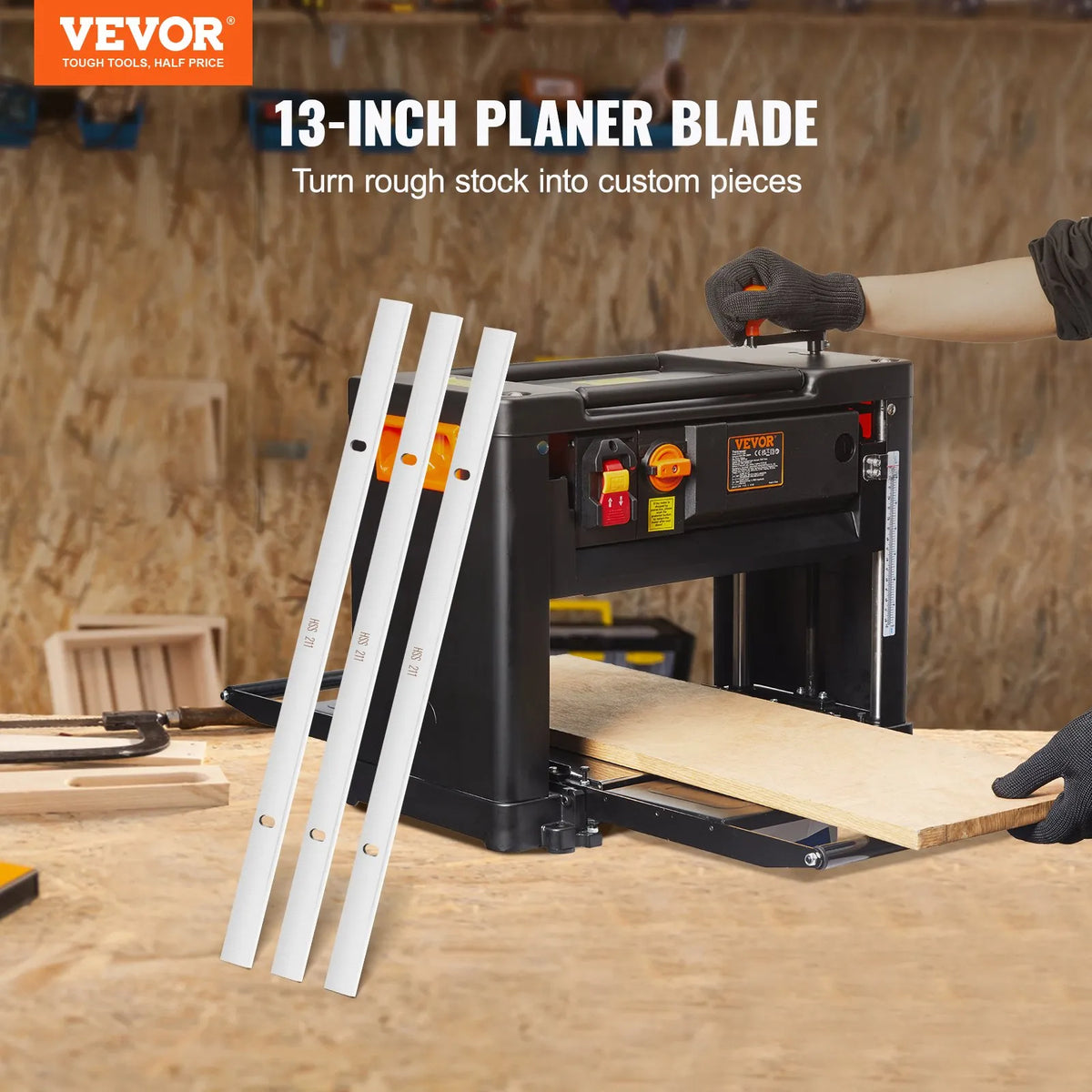 VEVOR paksushöövli terad 330 mm, HSS 2 mm, HRC55–60, 3 tk