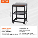 VEVOR ēveles statīvs, 45 kg (100 lbs) smagu slodžu kapacitāte, trīs līmeņu augstuma regulējams biezumēveles galds ar 4 stabiliem riteņiem un uzglabāšanas vietu, piemērots lielākajai daļai ēveļu, zāģu, galda tipa iekārtu un elektroinstrumentu.