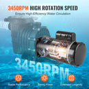 VEVOR 1,5 ZS baseina sūkņa motors, 56Y rāmis, 115 V (12,8 A) / 230 V (6,4 A), 3450 apgr./min., 60 Hz, servisa koeficients 1,1, 90 μF/250 V kondensators, pretēji pulksteņrādītāja virzienam rotācija, kvadrātveida atloka nomaiņas motors