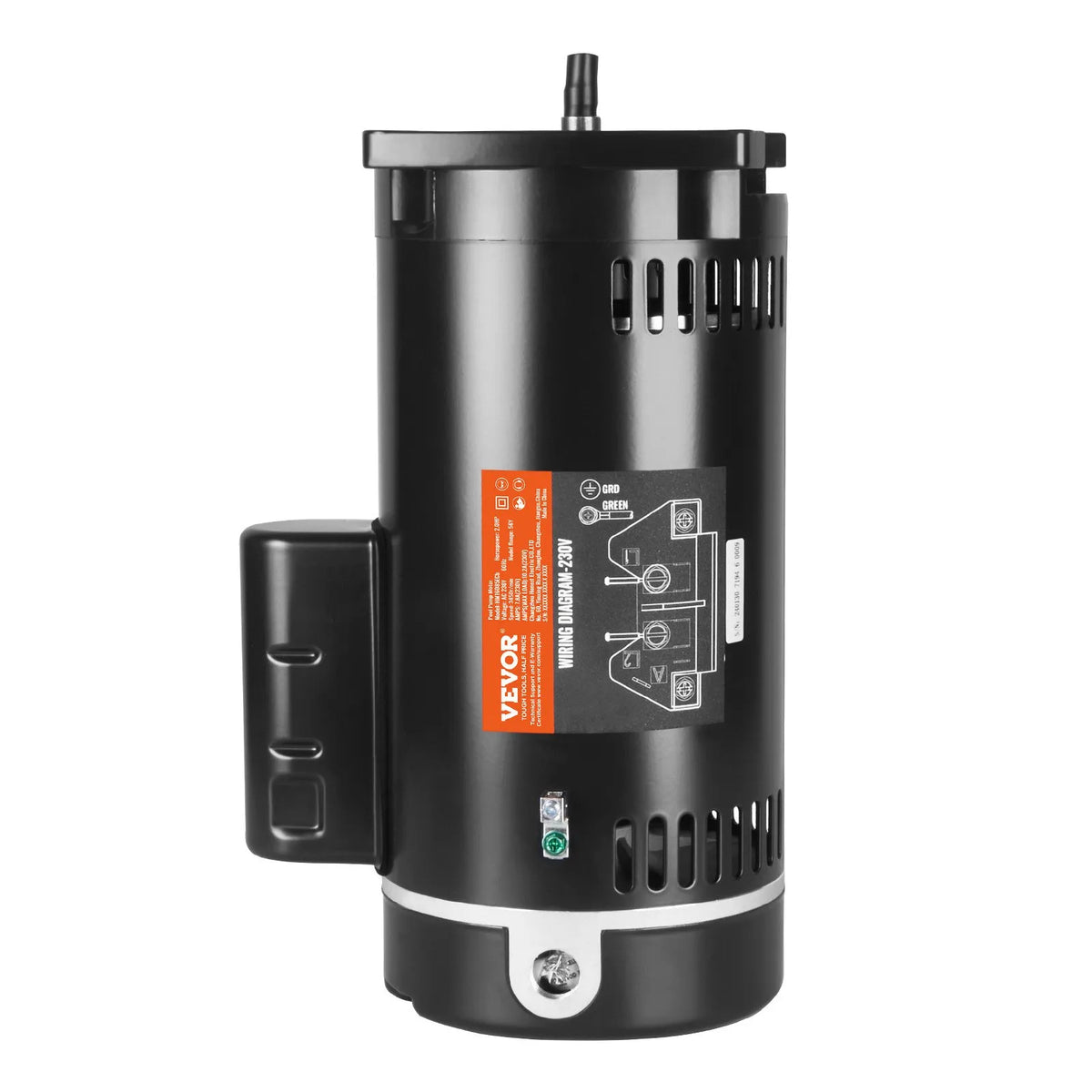 VEVOR 2 HP baseina sūkņa motors, 56Y rāmis, 230 V, 3450 apgr./min, 50 μF/250 V kondensators, CCW rotācija, kvadrātveida atloks - ZEMLETES.LV