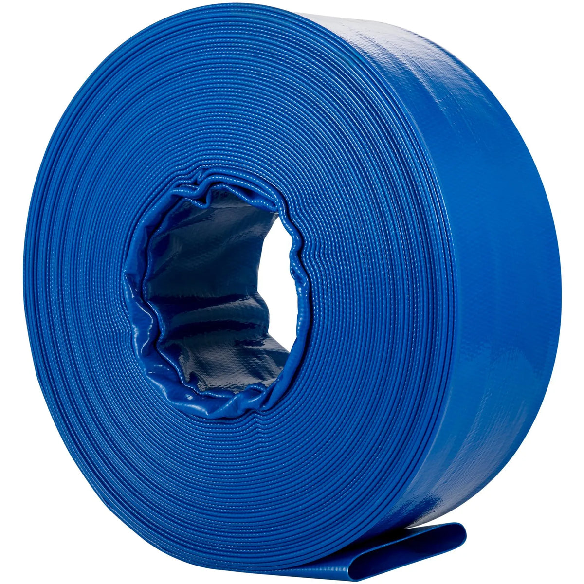 VEVOR Discharge Hose, 38 mm × 32 m, PVC Flat Fabric Hose, Reinforced Backwash and Drainage Hose with Clamps, Weather and Crack Resistant, Suitable for Pools and Water Pumping, Blue