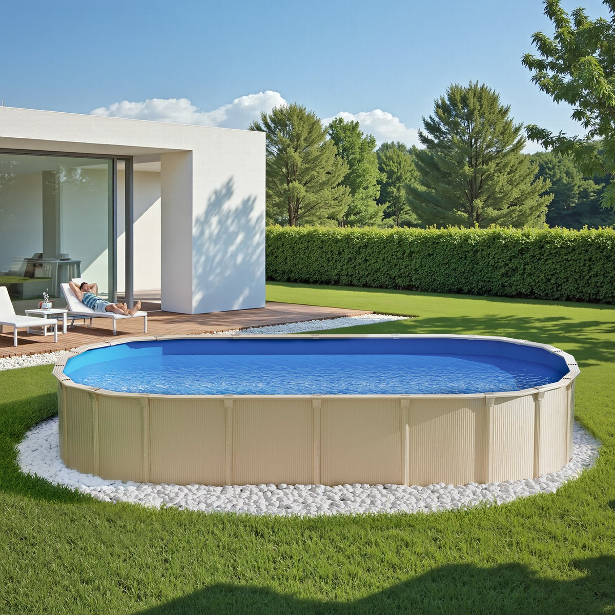 VEVOR Oval Above Ground Pool Liner 7.32 × 3.75 m, Durable Vinyl Pool Liner, Standard Thickness, Overlap Fastening Type, Suitable for Pools with 1.32 m Wall Height, Solid Colour