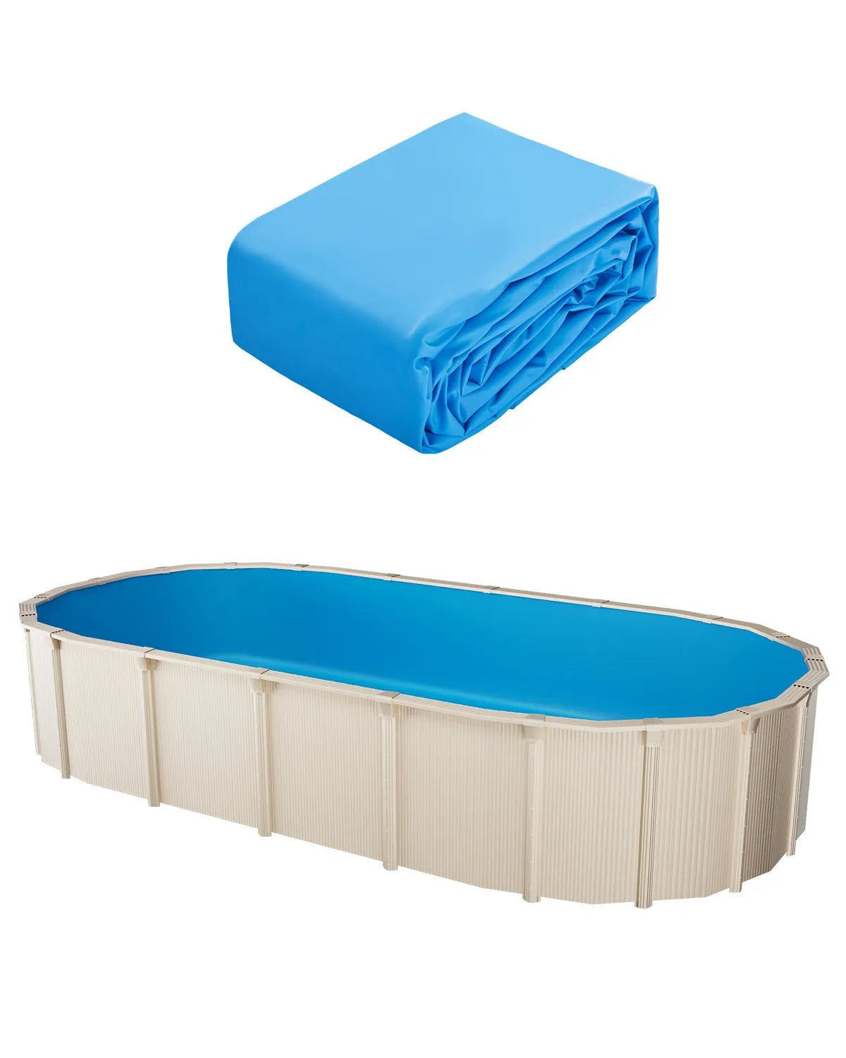 VEVOR Oval Above Ground Pool Liner 7.32 × 3.75 m, Durable Vinyl Pool Liner, Standard Thickness, Overlap Fastening Type, Suitable for Pools with 1.32 m Wall Height, Solid Colour