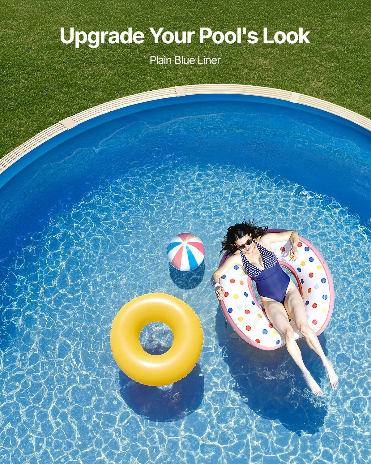 VEVOR Pool Liner for Round Above Ground Pool Ø 3.51 m, UniBead Fastening Type, Durable Vinyl Pool Liner, Standard Thickness, Wall Height 1.19 m, for Steel Wall Above Ground Pools, Solid Colour
