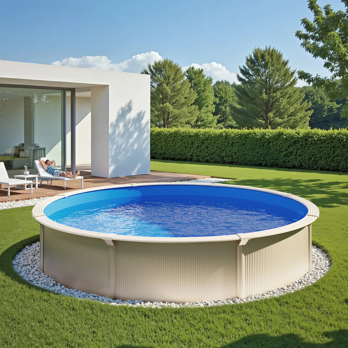 VEVOR Pool Liner for Round Above Ground Pool Ø 4.57 m, UniBead Fastening Type, Durable Vinyl Pool Liner, Standard Thickness, Wall Height 1.19 m, for Steel Wall Above Ground Pools, Solid Colour