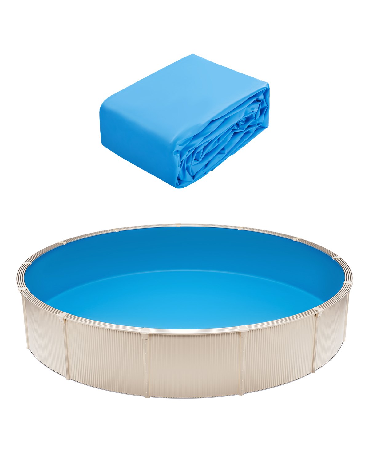 VEVOR Pool Liner for Round Above Ground Pool Ø 4.57 m, UniBead Fastening Type, Durable Vinyl Pool Liner, Standard Thickness, Wall Height 1.19 m, for Steel Wall Above Ground Pools, Solid Colour