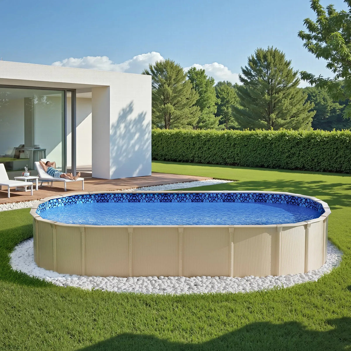 VEVOR 4.57 × 9.14 m Oval Pool Liner with Overlap Edge for Above Ground Pools, Wall Height 1.22–1.37 m, Durable Standard Gauge Vinyl for Steel Wall Pools