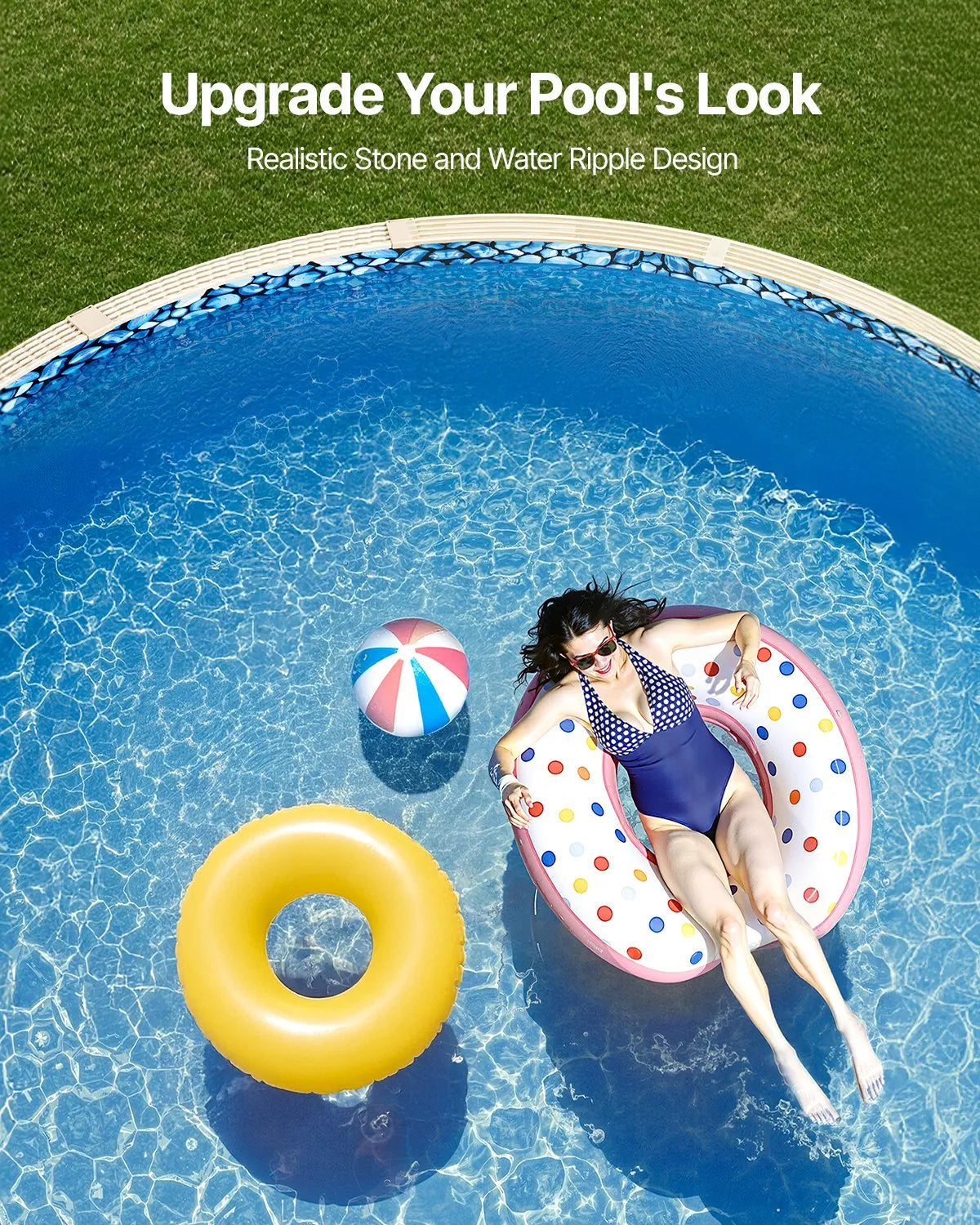 VEVOR Pool Liner for Round Above Ground Pool Ø 5.49 m, Overlap Vinyl Pool Liner, Standard Thickness, Suitable for Wall Height 1.22–1.37 m, Designed for Steel Wall Above Ground Swimming Pools