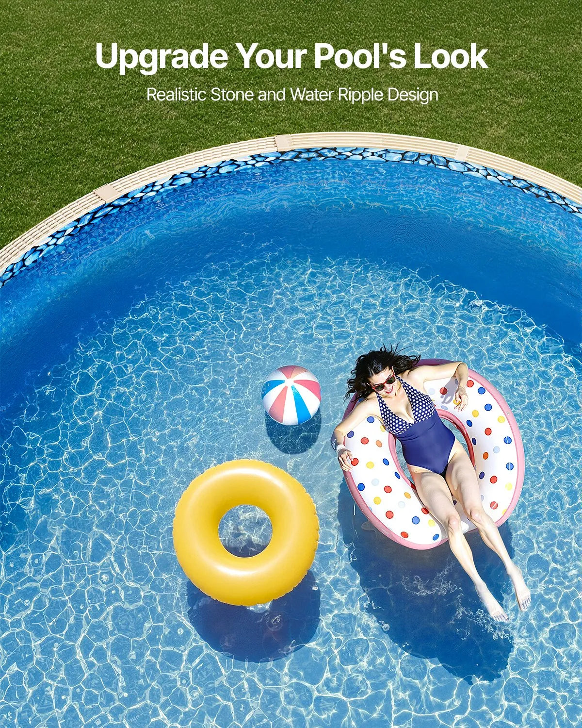 VEVOR Pool Liner for Round Above Ground Pool Ø 6.40 m, Overlap Type Vinyl Pool Liner, Standard Thickness, Suitable for Wall Height 1.22–1.37 m, Designed for Steel Wall Above Ground Swimming Pools