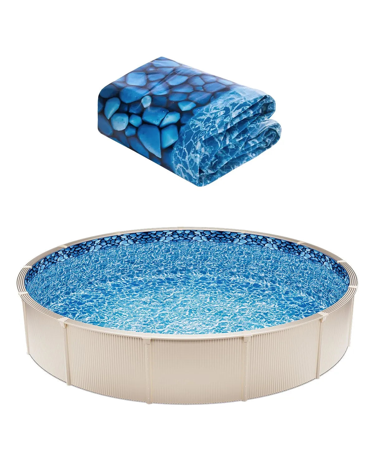 VEVOR Pool Liner for Round Above Ground Pool Ø 9.14 m, Overlap Type Vinyl Pool Liner, Standard Thickness, Suitable for Wall Height 1.22–1.37 m, Designed for Steel Wall Above Ground Swimming Pools