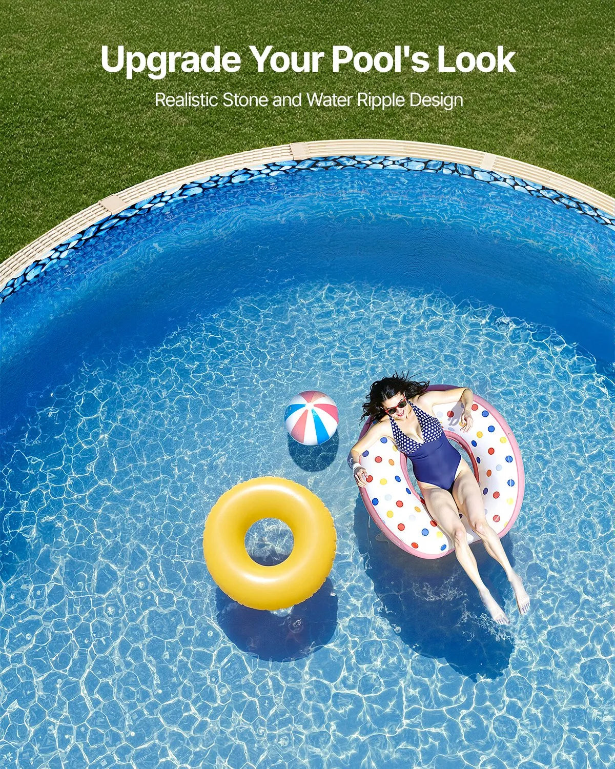 VEVOR Pool Liner for Round Above Ground Pool Ø 10.06 m, UniBead Fastening Type, Durable Vinyl Pool Liner, Standard Thickness, Wall Height 1.32 m, for Steel Wall Above Ground Swimming Pools
