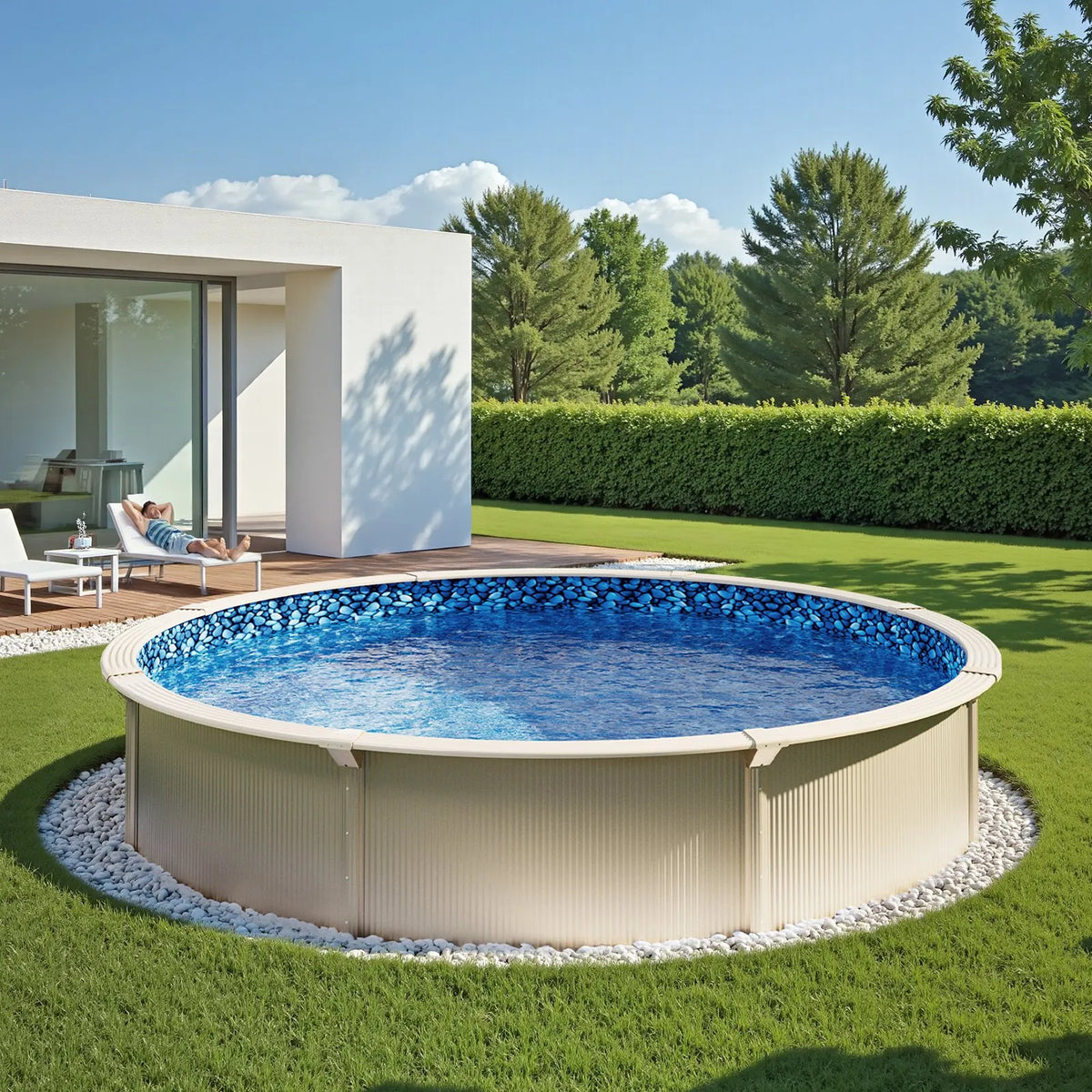 VEVOR Pool Liner for Round Above Ground Pool Ø 10.06 m, UniBead Fastening Type, Durable Vinyl Pool Liner, Standard Thickness, Wall Height 1.32 m, for Steel Wall Above Ground Swimming Pools